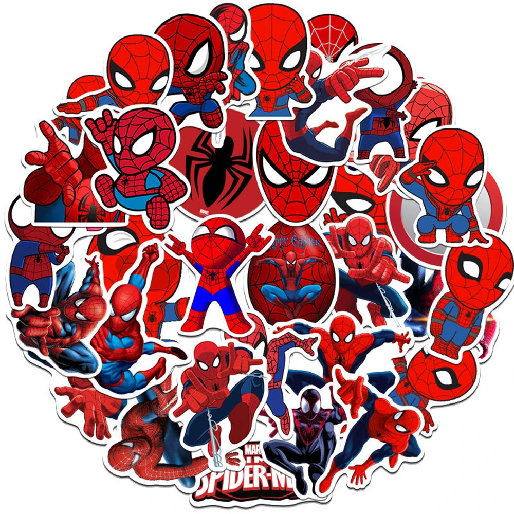 10/35PCS Disney Marvel Spiderman Super Hero Stickers Decals Car Travel Luggage Guitar Fridge Laptop DIY Graffiti Cool Sticker