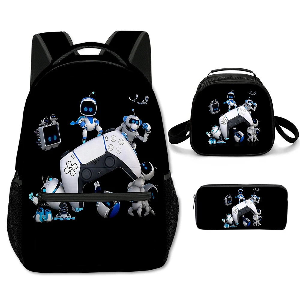 

Trendy Youthful New astro bot 3D Print 3pcs/Set School Bags Laptop Daypack Backpack Semi-circular shape Lunch bag Pencil Case