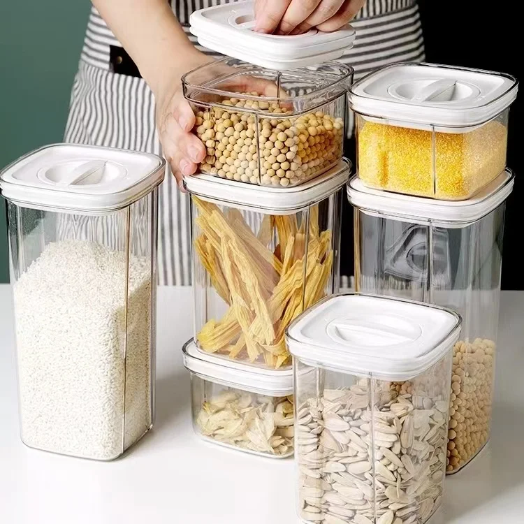 Transparent Food Storage Container Kitchen Refrigerator Multigrain Storage Tank Plastic Keep Fresh Sealed Can Home Kitchen Tools