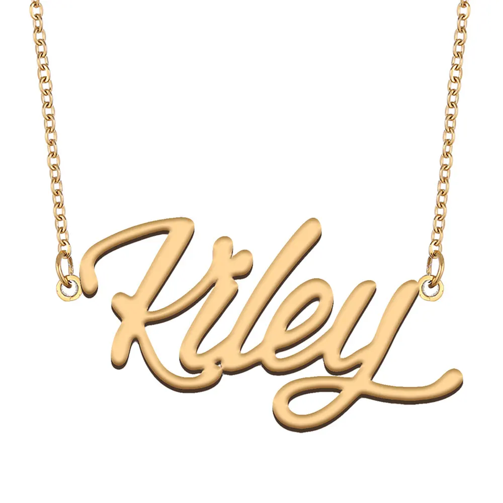 

Kiley Name Necklace for Women Stainless Steel Jewelry Gold Color Nameplate Pendant Collares Para Mujer Letters Choker