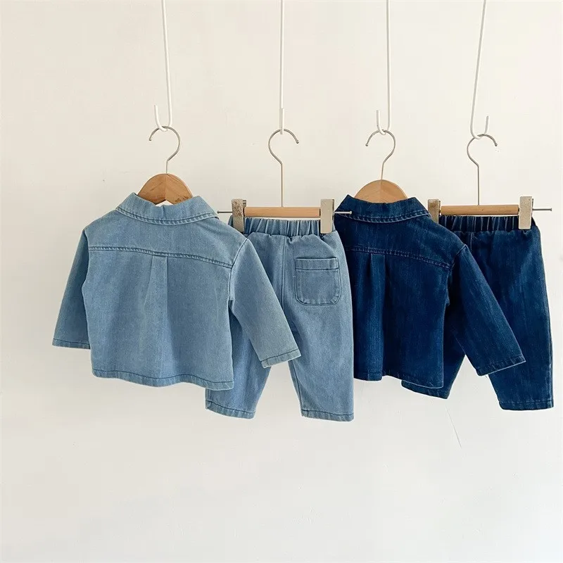 Fashion Baby Girl Boy Cotton Denim Clothes Set Shirt+Pant 2PCS Infant Toddler Child Jeans Suit Spring Autumn Baby Clothes 0-5Y