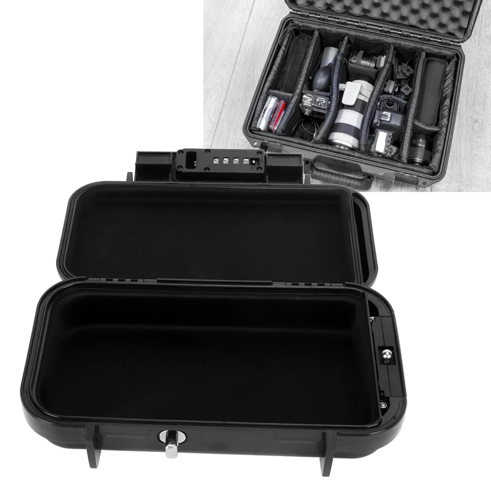 ZK30 Portable Security Case Lock Box Safe Mini Travel Safe 4 Digit Password Combination Lock with Detachable Steel Wire Rope