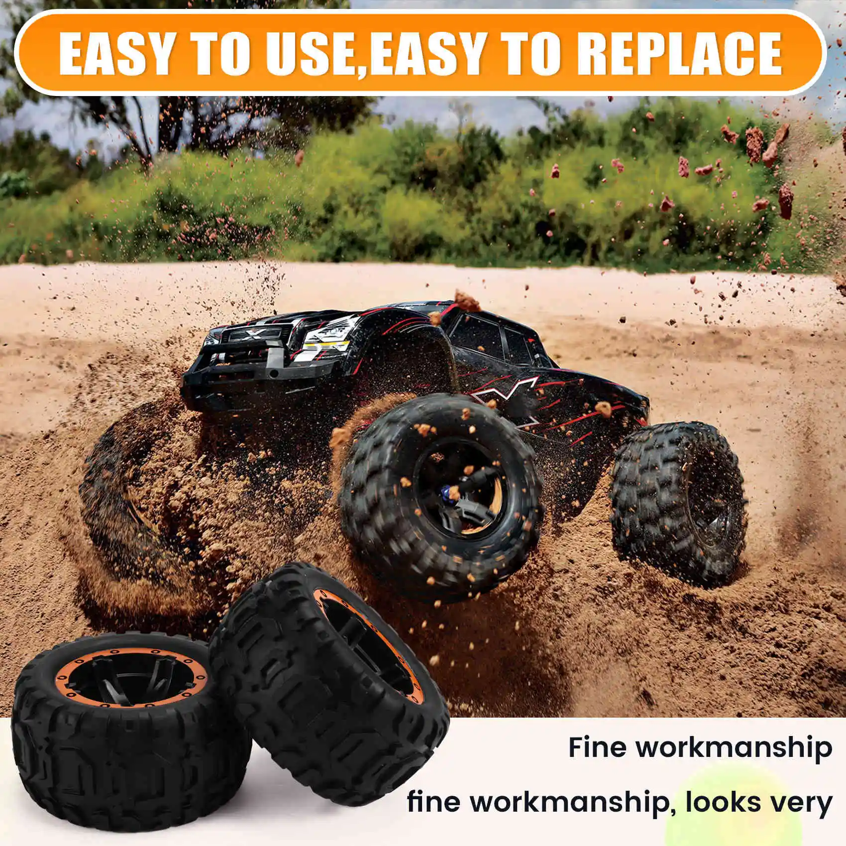 CYGJ-2PCS For HBX 16889A 16889 16890 16890A SG1601 SG1602 RC Car Spare Parts Wheel Complete Tires M16038