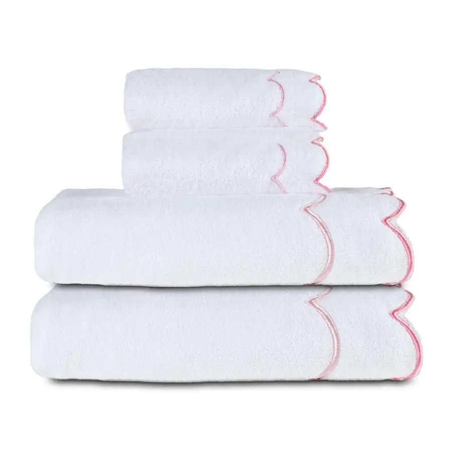 

Набор из 4 хлопковых полотенец: 2 банных и 2 для рук, с вышивкой, декоративные, с фестончатым краем, мягкие, милые полотенца для ванной комнаты