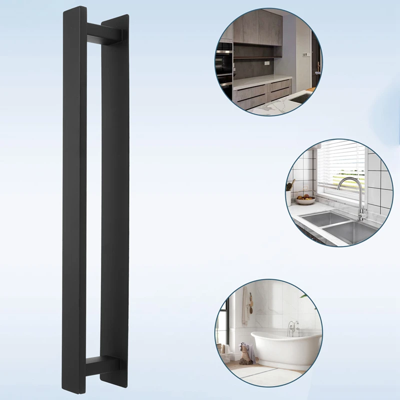 Adhesive Stand Towel Bar Shelf Black Stainless Steel Wall Mounted Lavatory Kitchen Bathroom Towel Rack Bar Holder Hanger