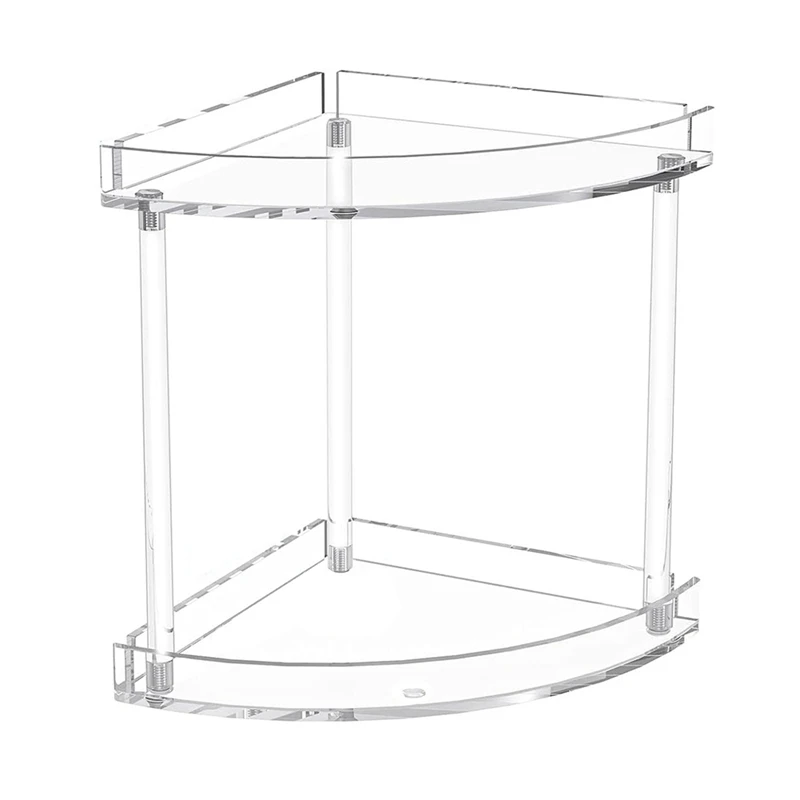 

2 Tier Clear Acrylic Bathroom Counter Organizer Corner Storage Shelf Vanity Trays Storage Rack