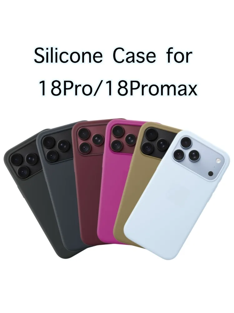 Nowe, kolorowe etui na telefon z płynnego silikonu na rok 2026, przeznaczone dla modelu 18 Pro Max, zapewniające pełną ochronę aparatu, odporność na wstrząsy, miękkość, właściwości antyodciskowe i smukły kształt.