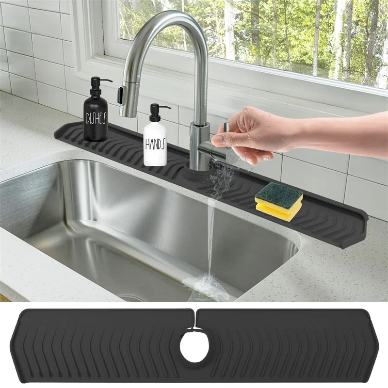 Kitchen Faucet Absorbent Mat Sink Anti-splash Thickened Upgrade Drainage Mat Home Bathroom Silicone Anti-slip Mildew Mat