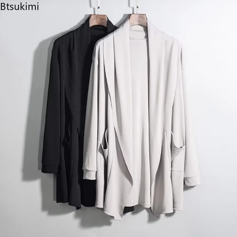 New Spring Autumn Men's Dark Wizard Cloak Sweatshirt Punk Hip Hop Cardigan Casual Streetwear Cape Male Medium Length Cloak Male