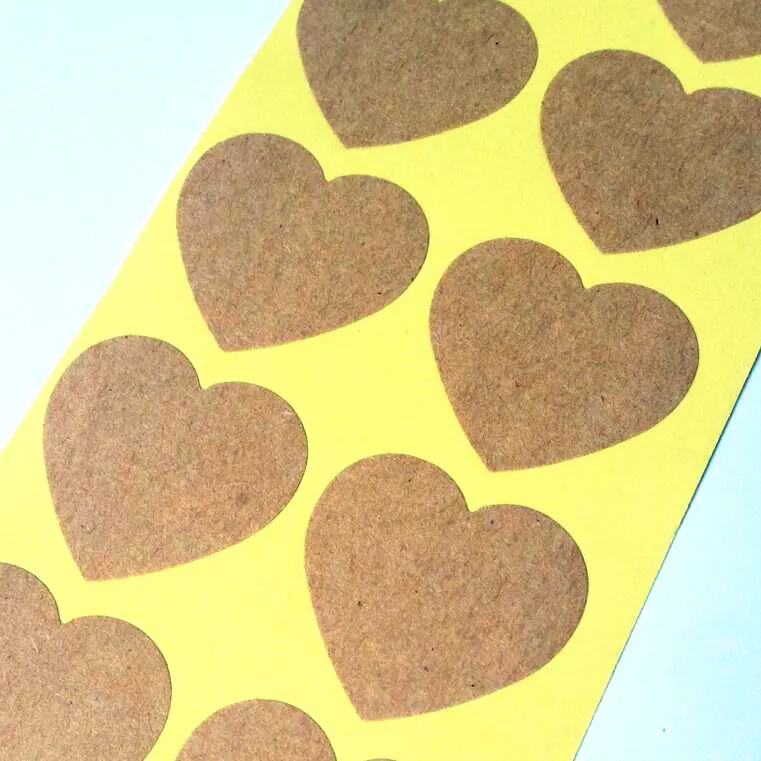 100pcs/pack Heart-shaped Blank Cowhide Color Stationary Ten For Gift Sheets Seal Sticker