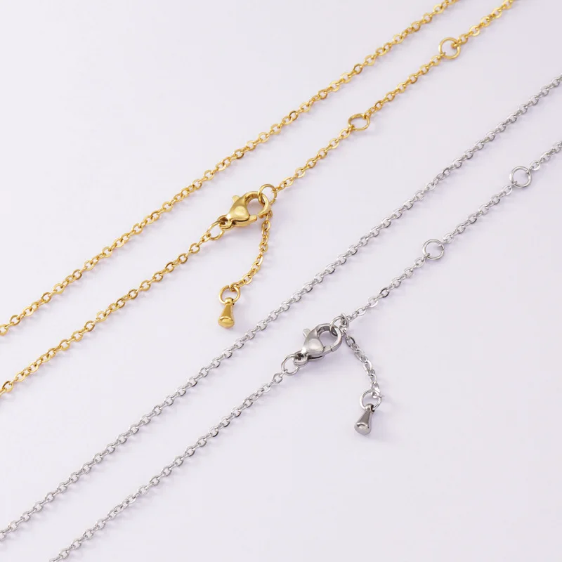 

30pcs Creative hot selling stainless steel three section tail chain accessories DIY self-made adjustable chain necklace water dr