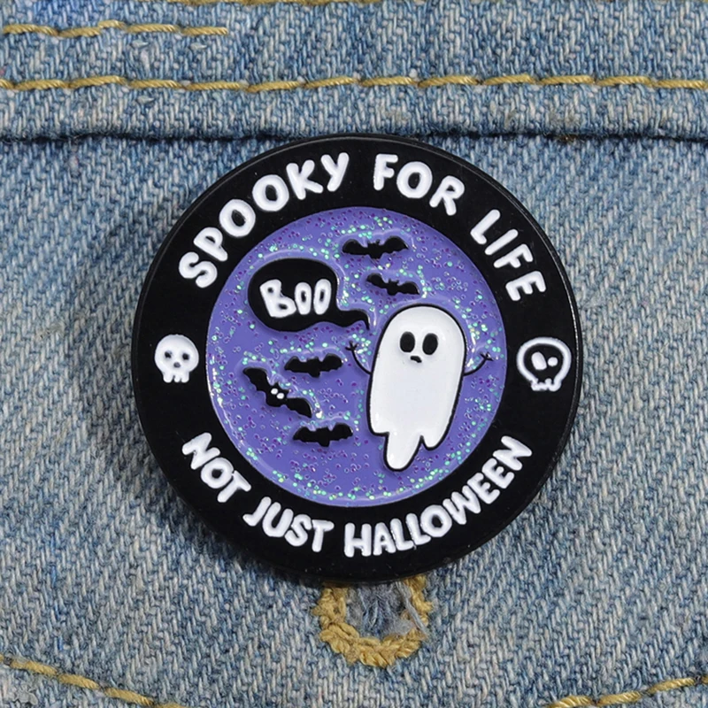 

Boo Ghost Enamel Pins Custom Spooky For Life Not Just Halloween Brooches Lapel Badges Punk Gothic Jewelry Gift for Friends