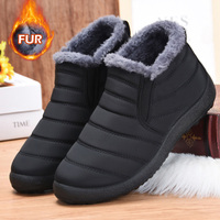 Snow Boots Men Plus Size Booties For Men Slip On Ankle Boots Warm Fur Winter Boots Man Platform Men's Work Shoes Footwear