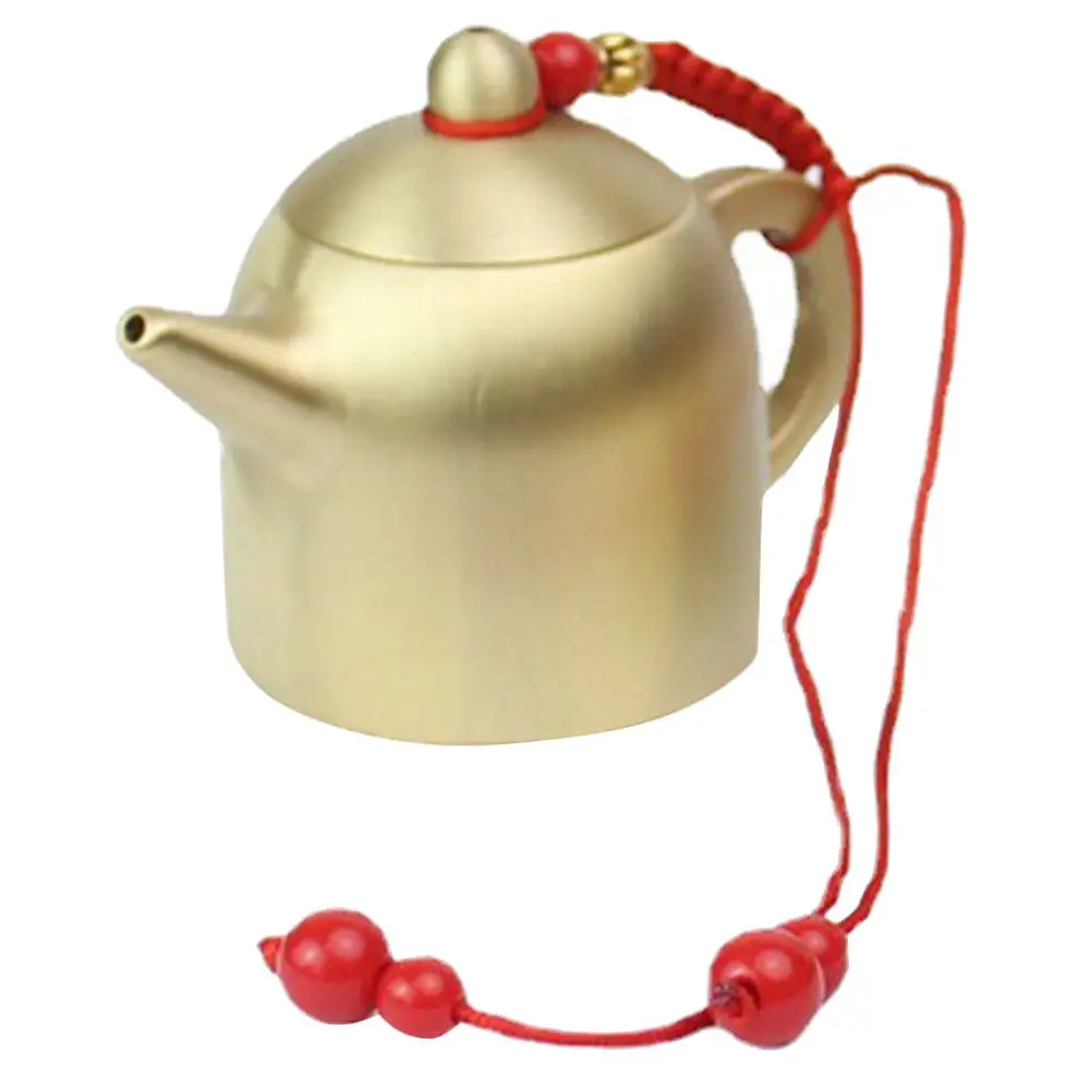 Miniature Brass Teapot Decor Chinese Style Retro Design Mini Teapot Ornament Hanging Desktop Decoration Small Brass Tea Kettle