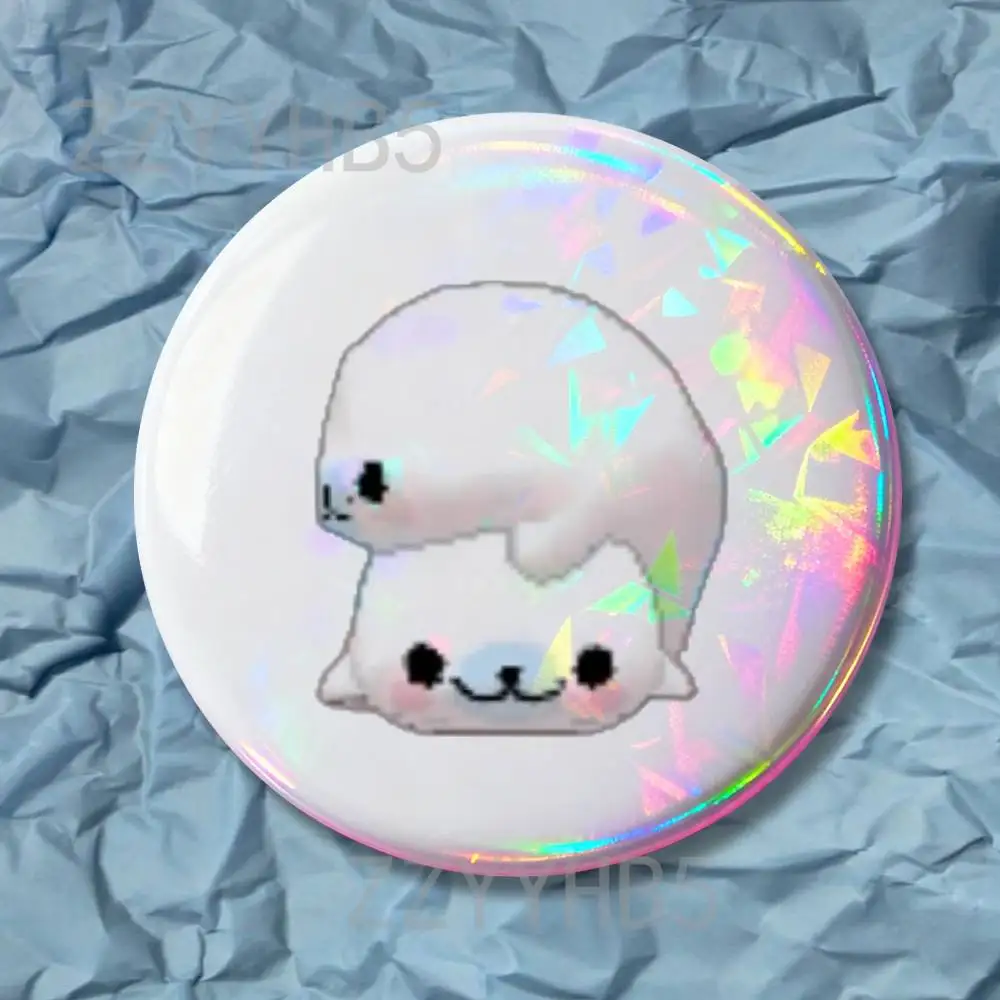 CUTE M-Mamegoma Seal Meme Coin Badges Tinplate Round Brooch Custom Anime Role Enamel Pins Gifts for Fans Friends - Image 2