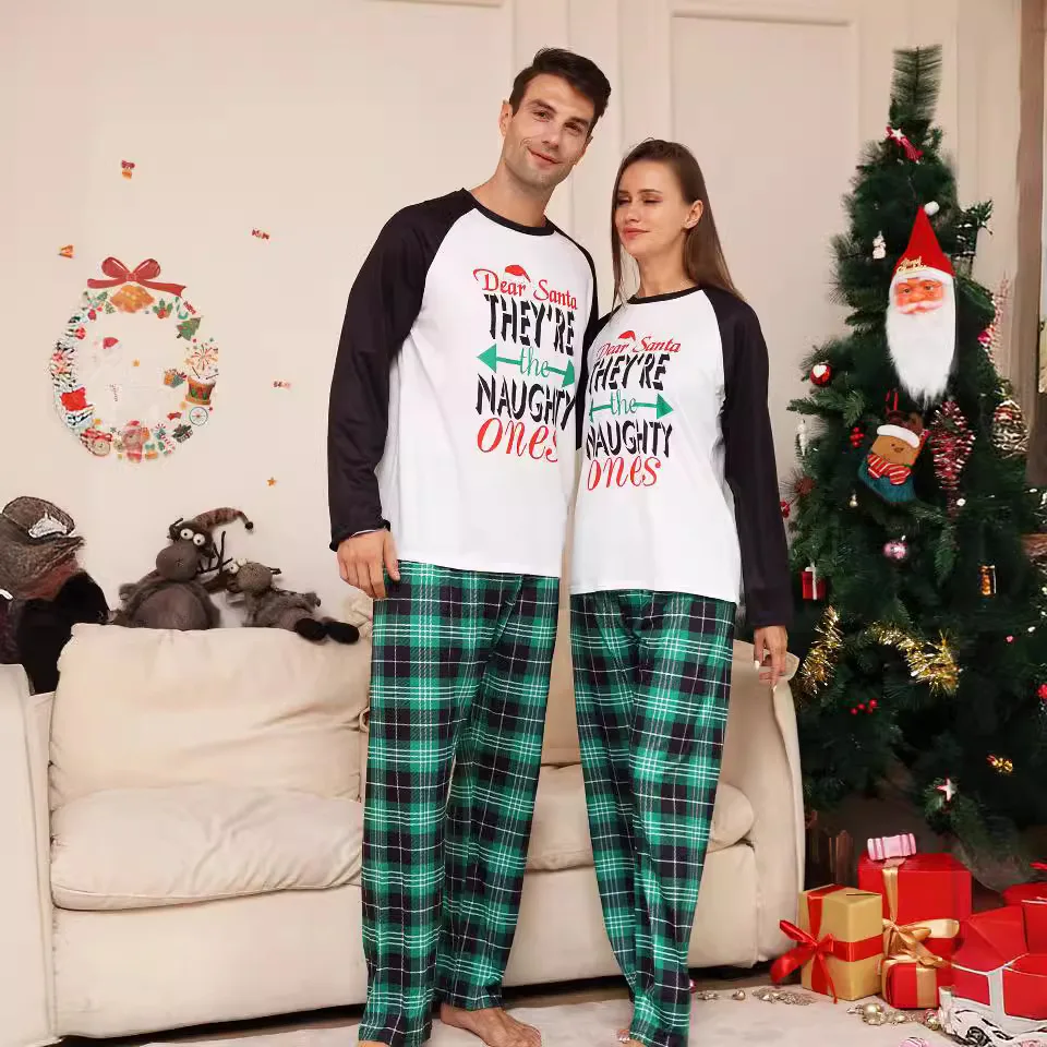 2026 New Year And Christmas Parent-child set, Letter Printed Home wear, Checked pajamas, Baby jumpsuits, And Pet Dog Clothing