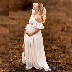 Maternity Dresses For Baby Showers Embroidered Cotton Lace Sleeve Linen Cotton Dress Photoshoot Dress For Pregnant Women