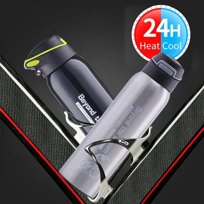 Bicycle Water Bottle Mountain Bike Kettle Cycling Thermos Warm Keeping Water Cup Sports Bottle 500ml Stainless Steel 0.5L