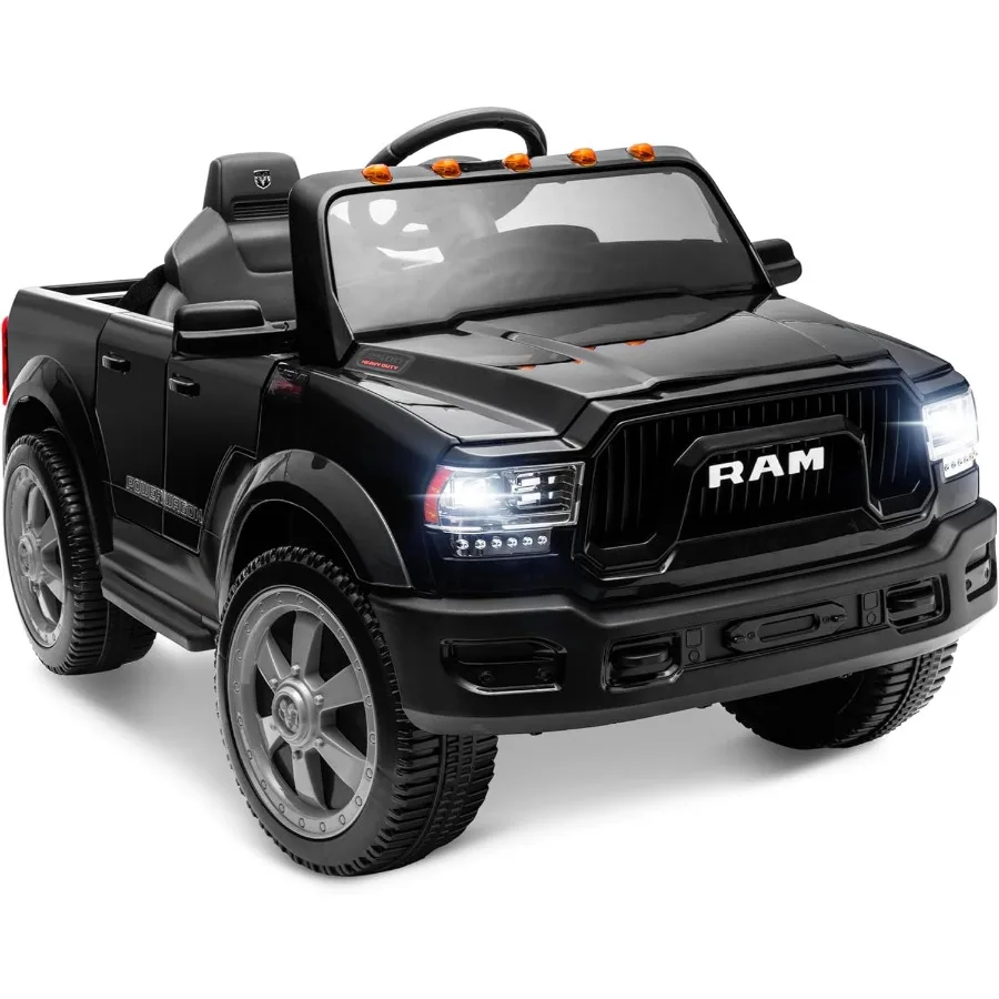 12V 7Ah Licensed Ride On Car Truck, Electric Car Ride On Toys w/Parent Remote Control, LED Llights, MP3 Music & Back Storage, Id