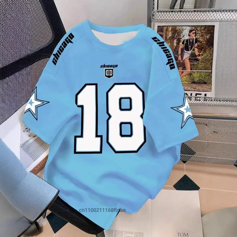 2025 뉴 스트릿 댄스 의상 3D 레트로 반팔 스포츠 남녀 공용 스트릿 캐주얼 힙합 저지 스포츠 티셔츠