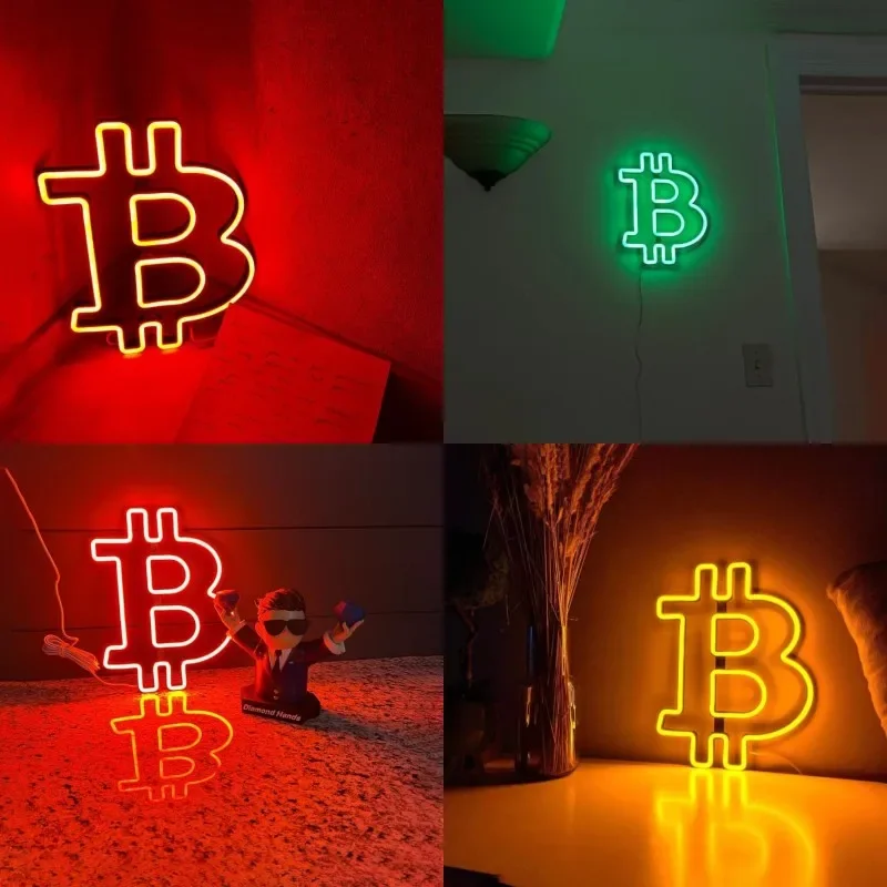 

LED Neon Sign Game Bitcoin Wall Decor Crypto Art for Kids Birthday Personalized Hanging Trader Gifts Lights Sign