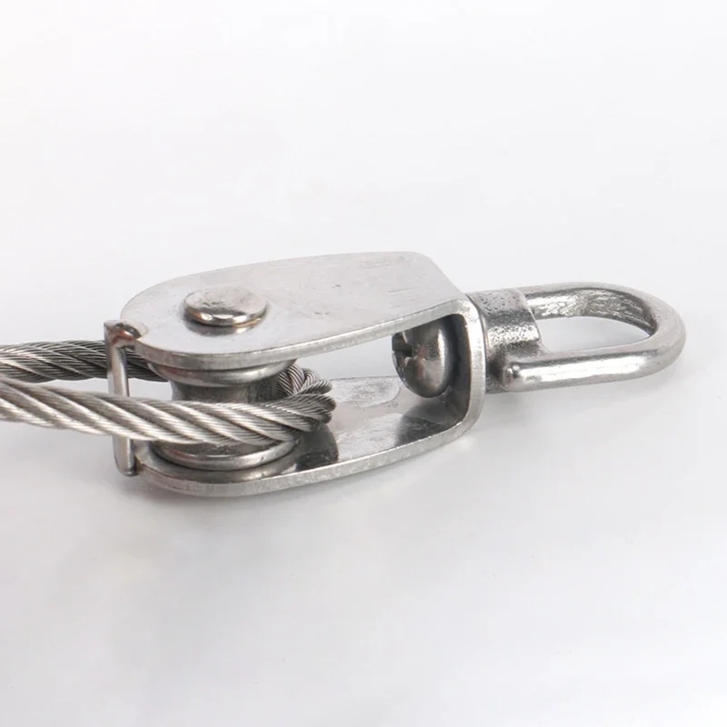 1Pcs Single/Double 304 Stainless Steel Pulley Fixed Pulley Steel Wire Rope Rotating Small Pulley Lifting Ring M15/20/32/50-M100