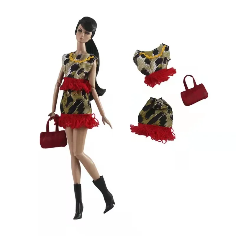 1:6 Fashion Tassels Sleeveless Shirt Skirt Handbag Doll Clothes for Barbie Clothes Set Outfits 1/6 BJD Dolls Accessories Kid Toy