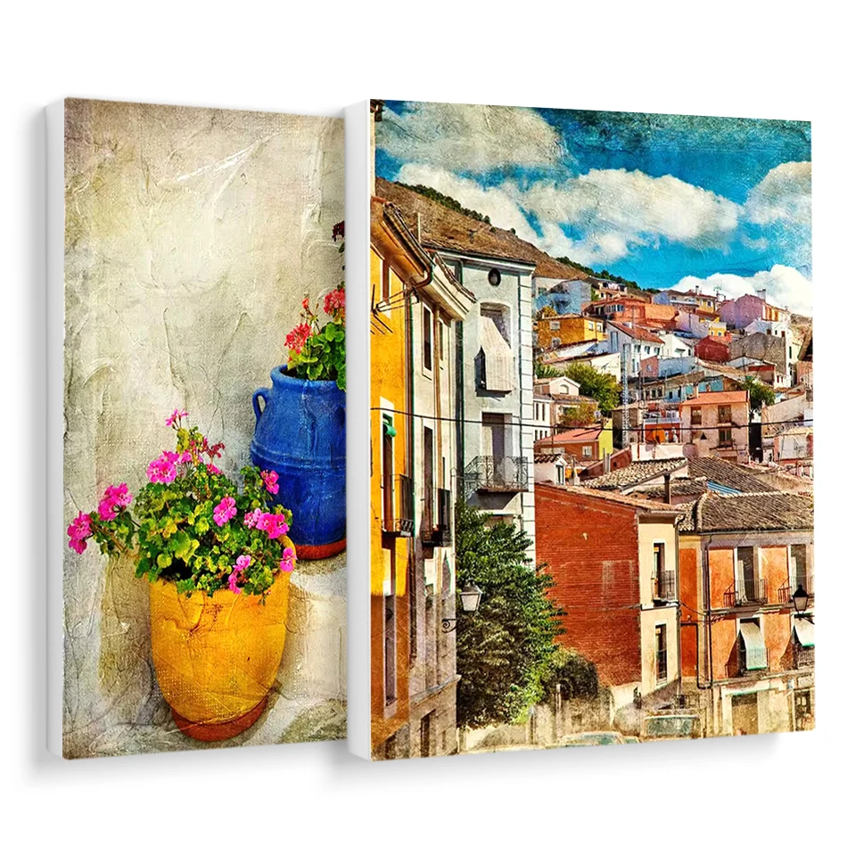 

RUOPOTY Painting By Numbers Acrylic Vintage town scenery Retro Art Picture Arts And Crafts Drawing Canvas Living Room Decoration