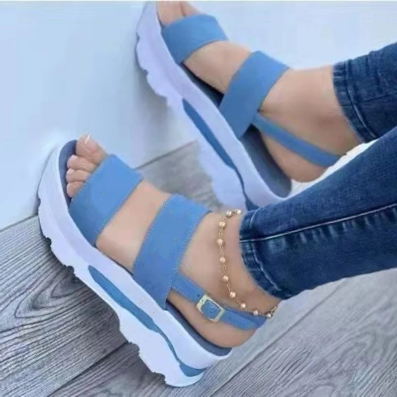 Women\'s Sandals lightweight Heels Sandals For Summer Shoes Women Low Heels Platform Sandals Elegant Woman Heeled Shoes Female