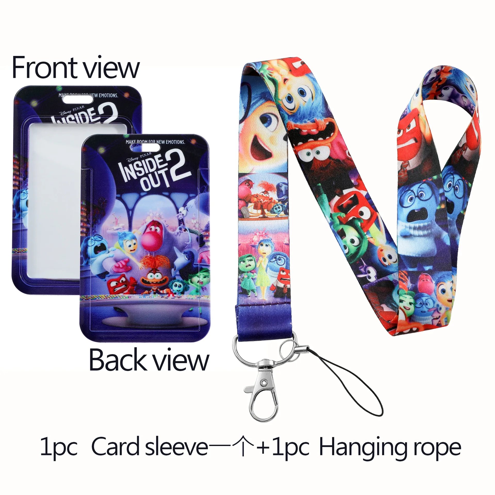 Inside out 2 Lanyards Keychain Cartoon Lanyards for Key Neck Strap For Card Cover Accessories Kids Student Pendant Gifts