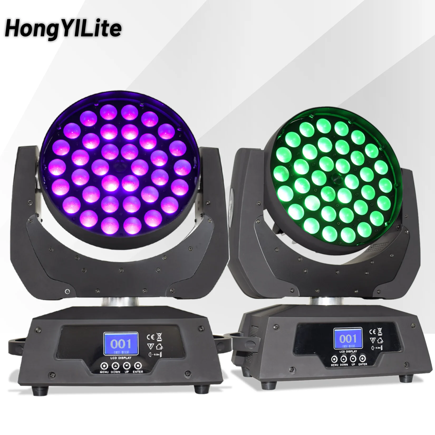 

HongYiLite 2PCS Stage Moving Head Light 36x18W RGBWA UV 6IN1 Zoom Wash Sound Actived For Disco Church DJ Events Lights Party