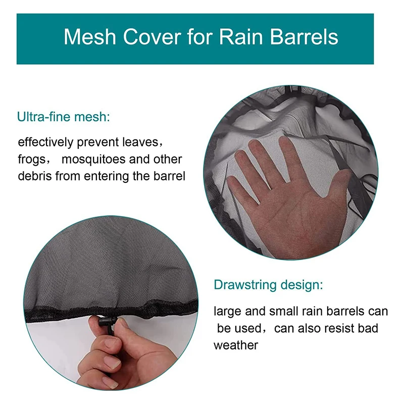 Mesh Cover Netting For Rain Barrels Water Collection Buckets Cover Water Tank Protection Lid Rain Collect Tool Garden Supplies