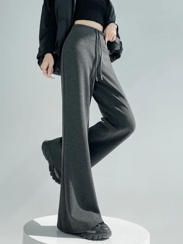 

American Style High Waist Wide Leg Sport Pants Women's Grey Straight Cut Casual Trousers Autumn New Arrival Loose Fit Sweatpants