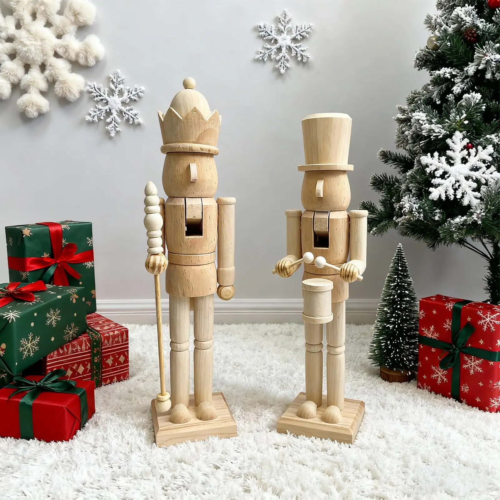 Nutcracker Christmas Decor Classic Festive Figure 38cm Christmas Wood Nutcracker Ornament For Holiday Party Kitchen Shelf
