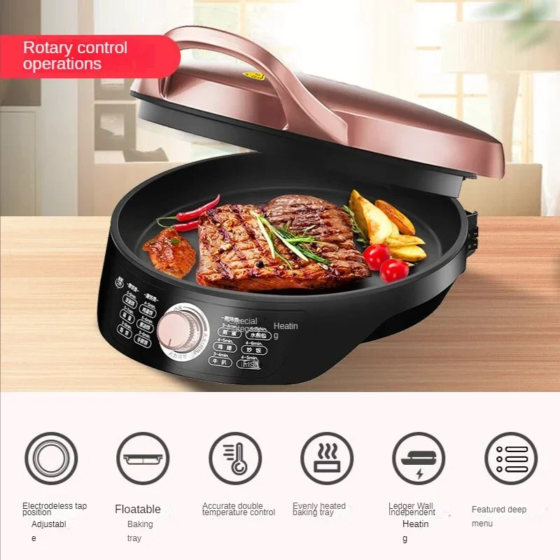 Electric Pancake Pan Household Double-sided Heating Pancake Pan Sandwich Rotary Control Deepening Enlarged Baking Pan