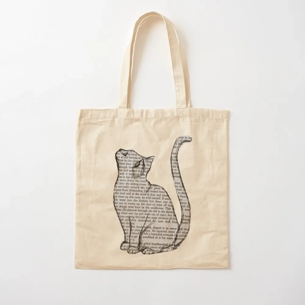 

cat reading book sticker Tote Bag Canvas shoulder bag Women's shopping bag eco pack