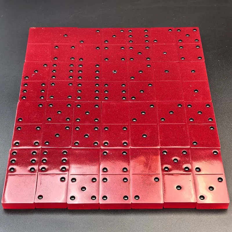 Handmade Red Dominoes Set - 28 Pieces - Image 3