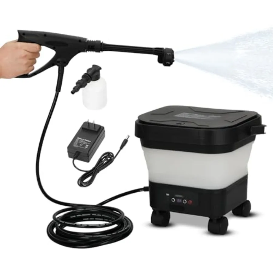 

Беспроводная мойка высокого давления с баком для воды 3,4 галлона, складная электрическая мойка высокого давления 660 фунтов на кв. дюйм, мощная, с аккумулятором 20000 мАч, 6-в-1