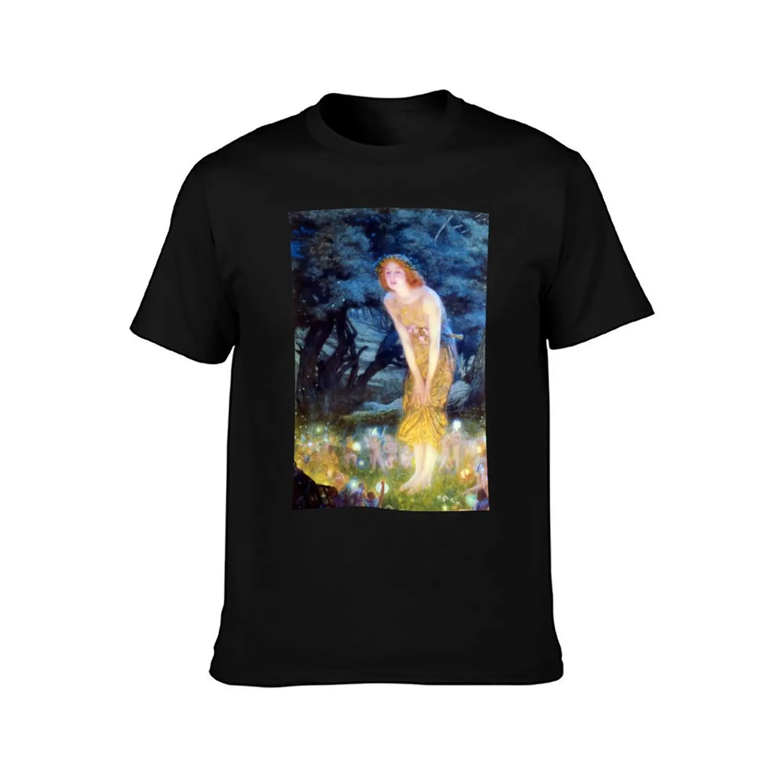 Mid-Summer's Eve circle of fairies, vintage Pre Raphaelite art T-Shirt Soft Anti-Shrink Cotton Tee T-Shirt
