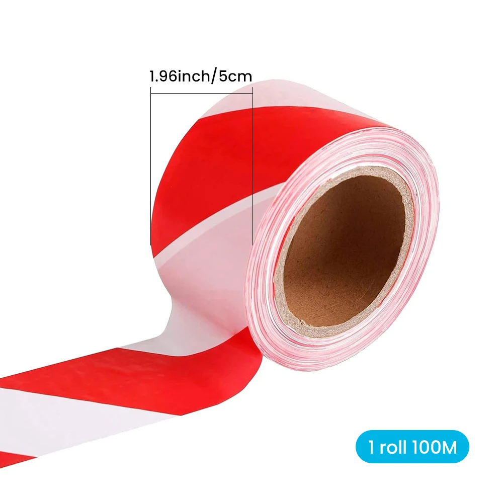 Red and white hazard warning, safety stripe warning tape, non adhesive barrier tape, suitable for warning dangerous buildings