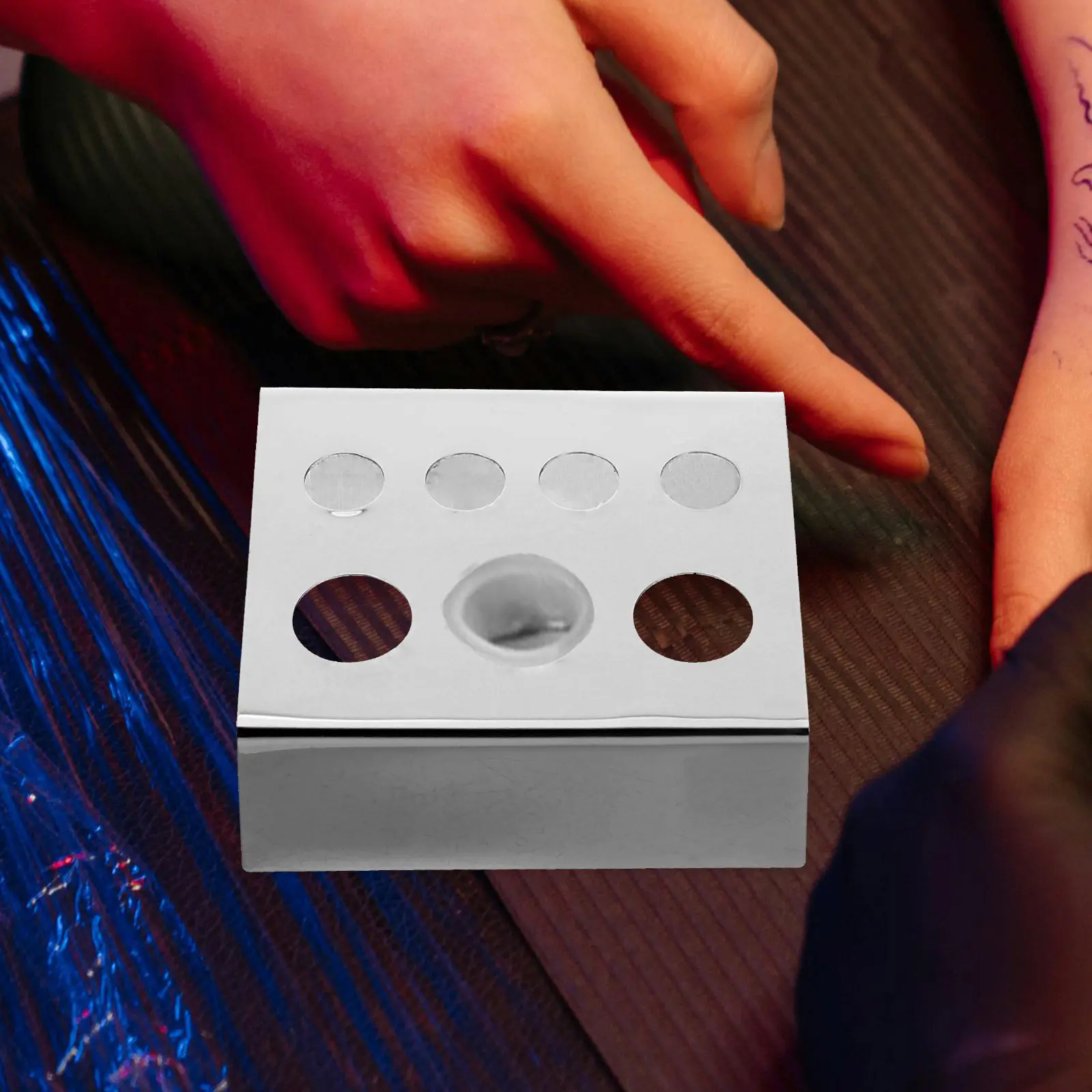 5Pcs Tattoo Ink Cup Holder Stainless Steel 7 Holes Pigment Organizer Tattoo Supplies Workspace Stand Pigment Organizer