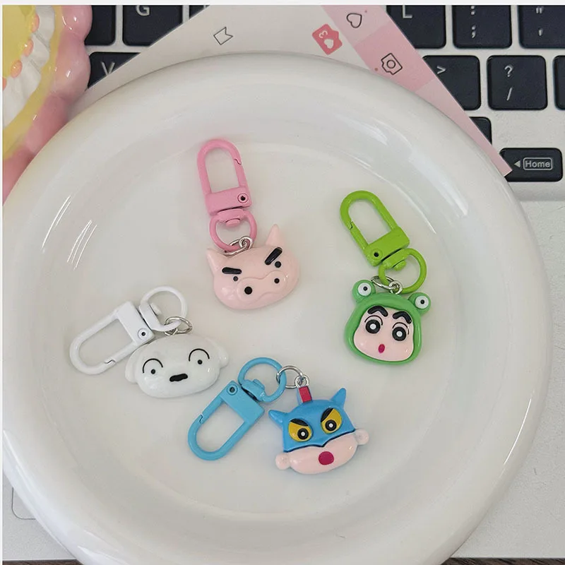 Cartoon Crayon Shin-chan Keychains Kawaii Shinchan Nohara Shiro Bag Pendants Backpacks Accessories Key Ring Decorations Gifts