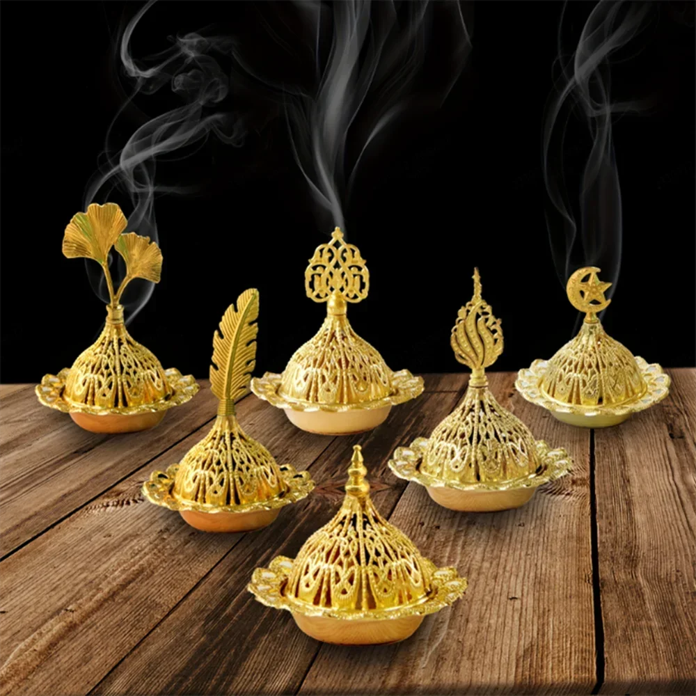 Originality Mini Crown Retro Copper Hollow Out Incense Stick Burner Golden  Burner Catcher Home Decoration Sandalwood Censer