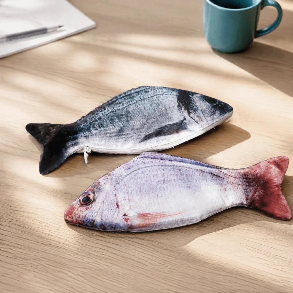Simulation Salted Fish Shape Pen Bag Cute Design Novetly Fish Pencil Case Funny Creative Stationery Storage Bag Kids