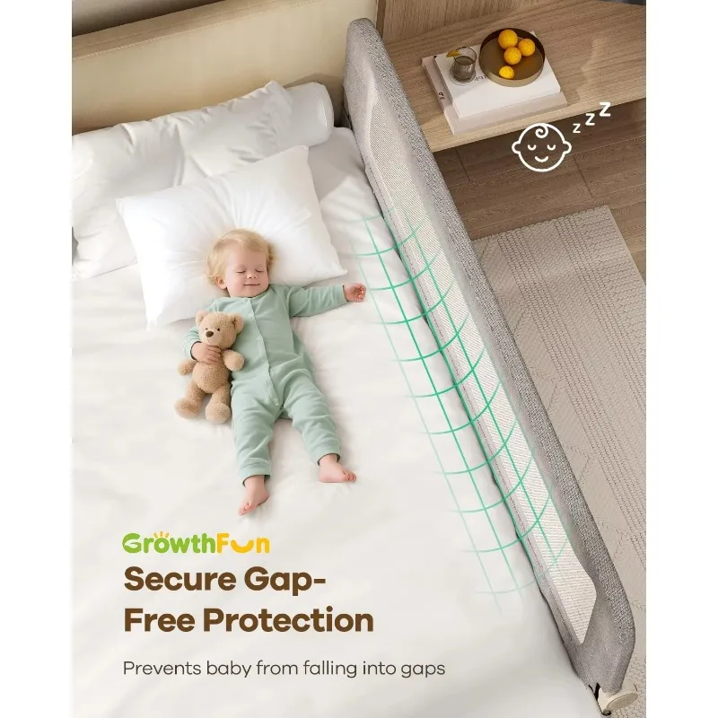Foldable bed rails for toddlers, 71-inch reinforced carbon steel frame and fittings, breathable cationic fabric