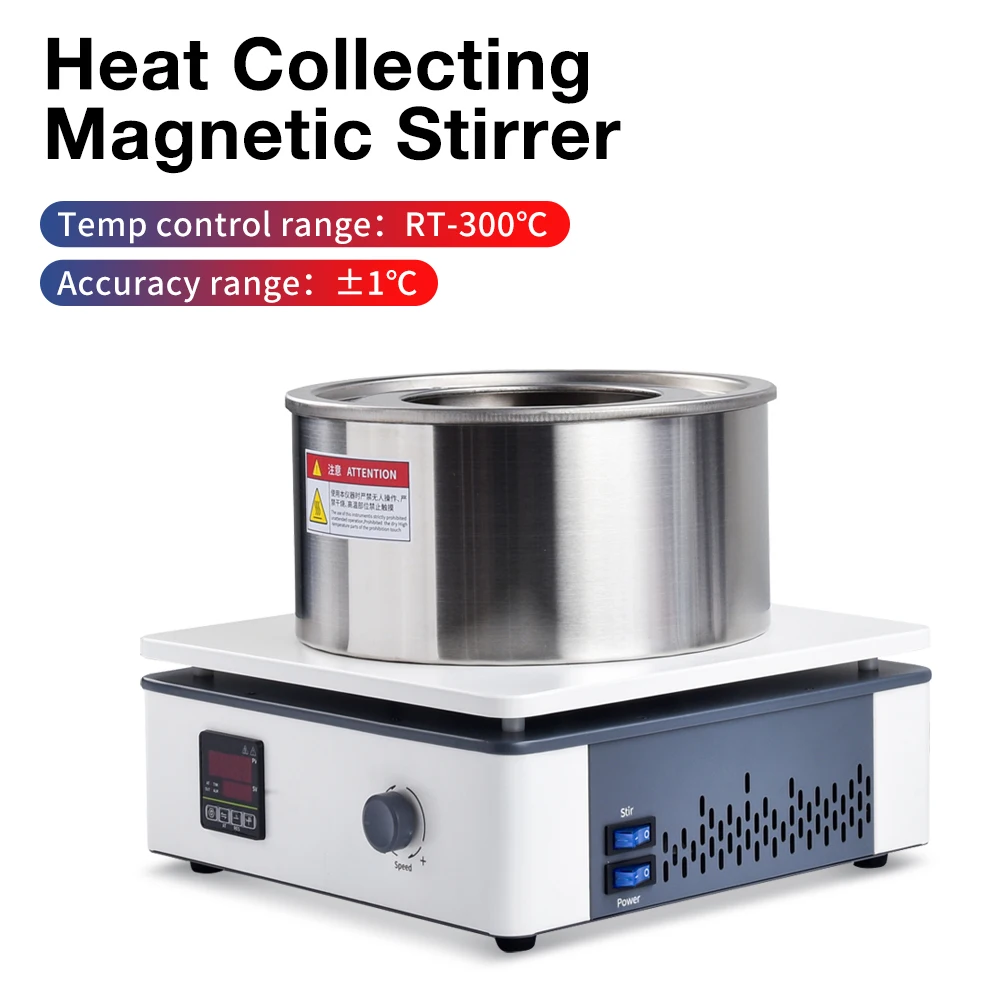 Pengaduk magnetik pemanas Lab 800ML, panci mandi air minyak pengaduk pelat panas Digital kenop 2200rpm kontrol kecepatan Mixer magnetik