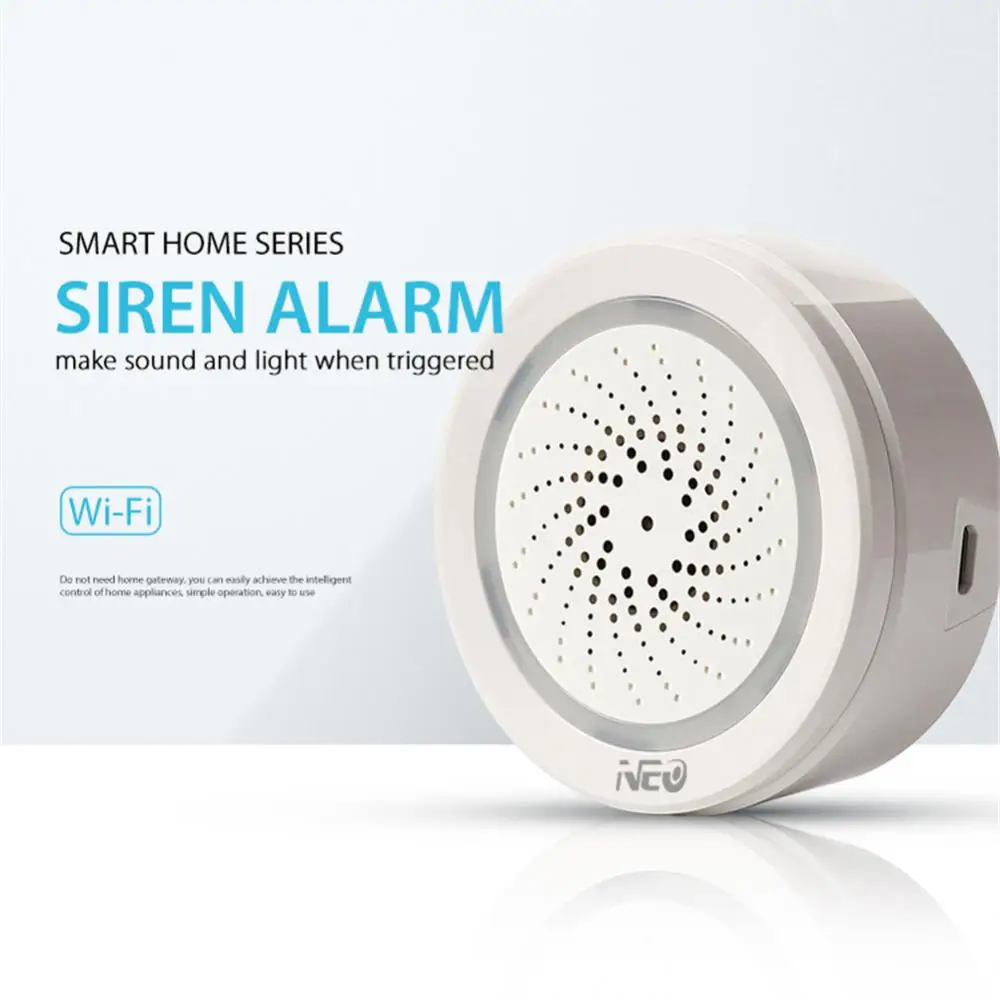 Xiaomi Tuya Smart Wifi Siren Alarm Sensor For Home Security With Strobe Alerts Support USB Cable Power With Alexa Google Home