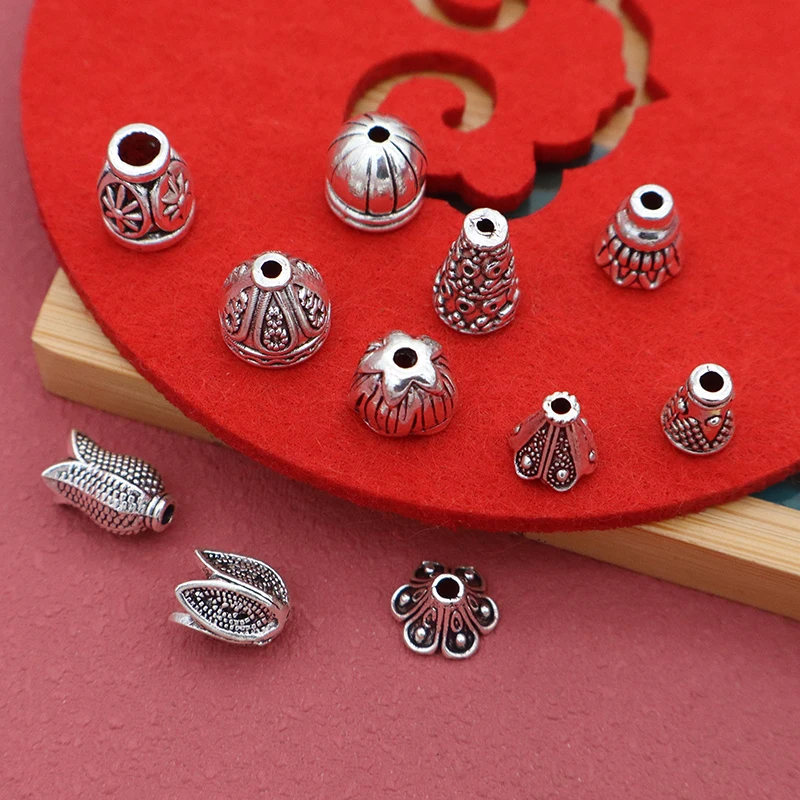 1pack Multi Models Antique Silver Color Tower Bead Caps Handicraft Jewelry End Cover Tassel Caps DIY Earrings Bracelets Findings