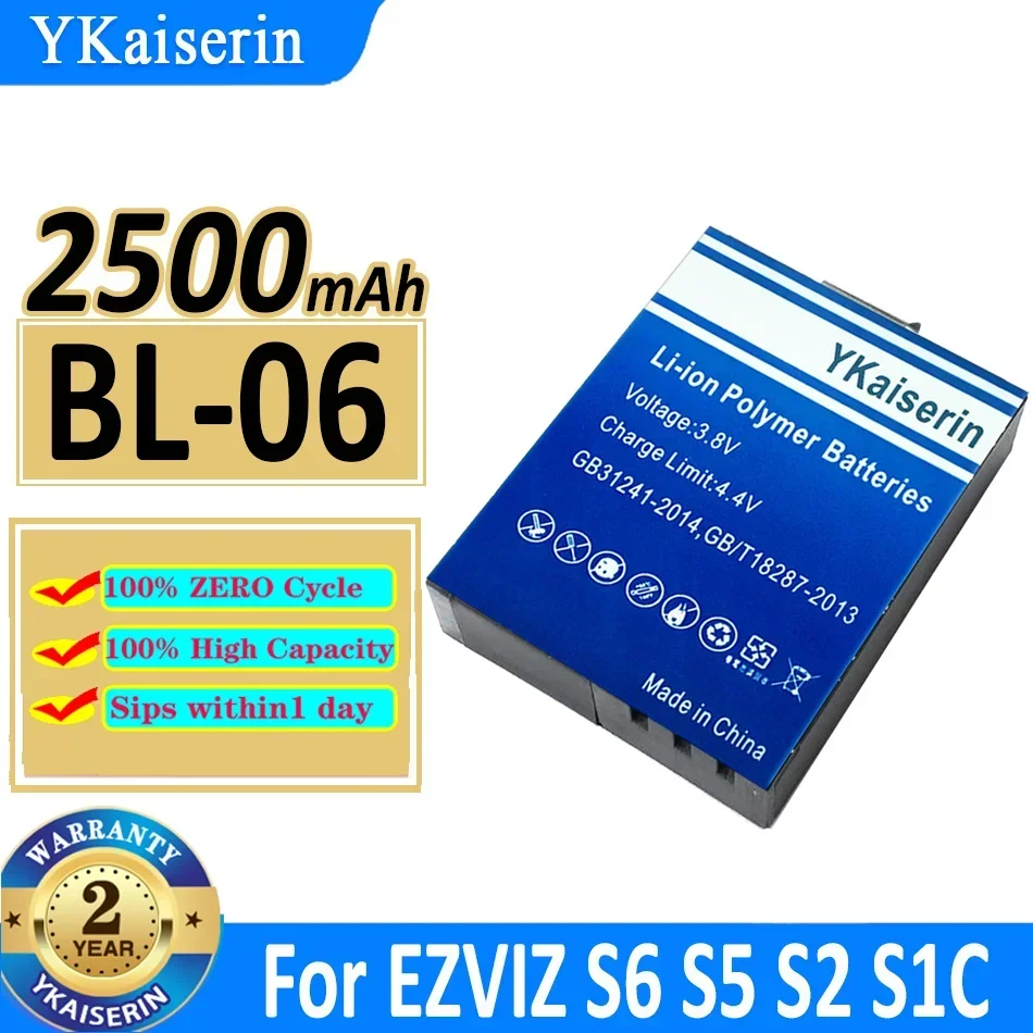 

Запасная аккумуляторная батарея ykaisin BL-06 BL06 2500 мАч для EZVIZ S6 S5 S2 S1C батарея + Бесплатные инструменты