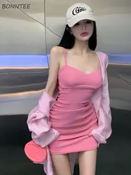 Dresses Sets Women Solid Sweet Designed Charming Simple Daily All-match Sunscreen Spring Korean Style Ladies Modern Leisure New